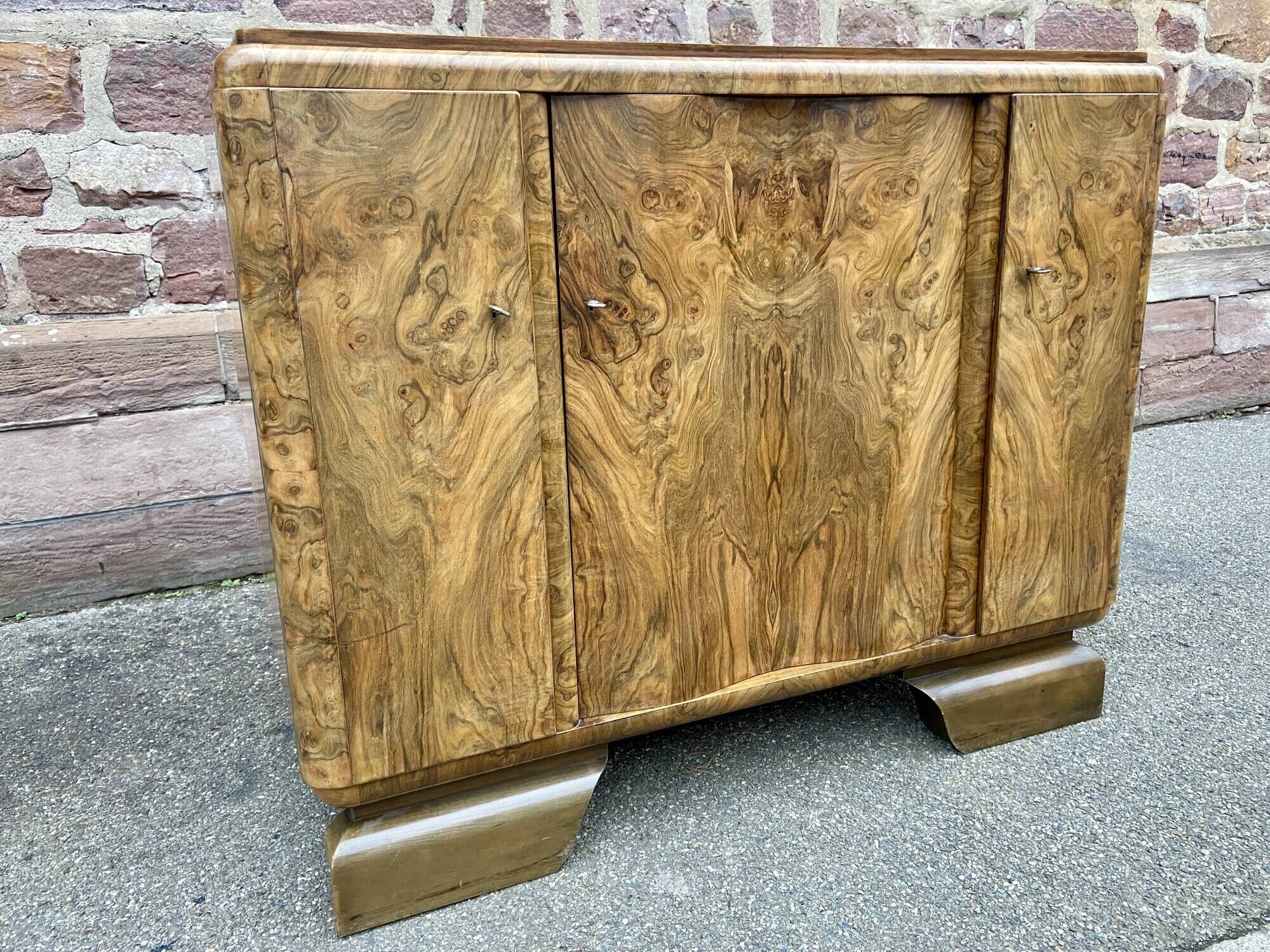 Enfilade art deco mid-century vintage 1950 ronce de noyer