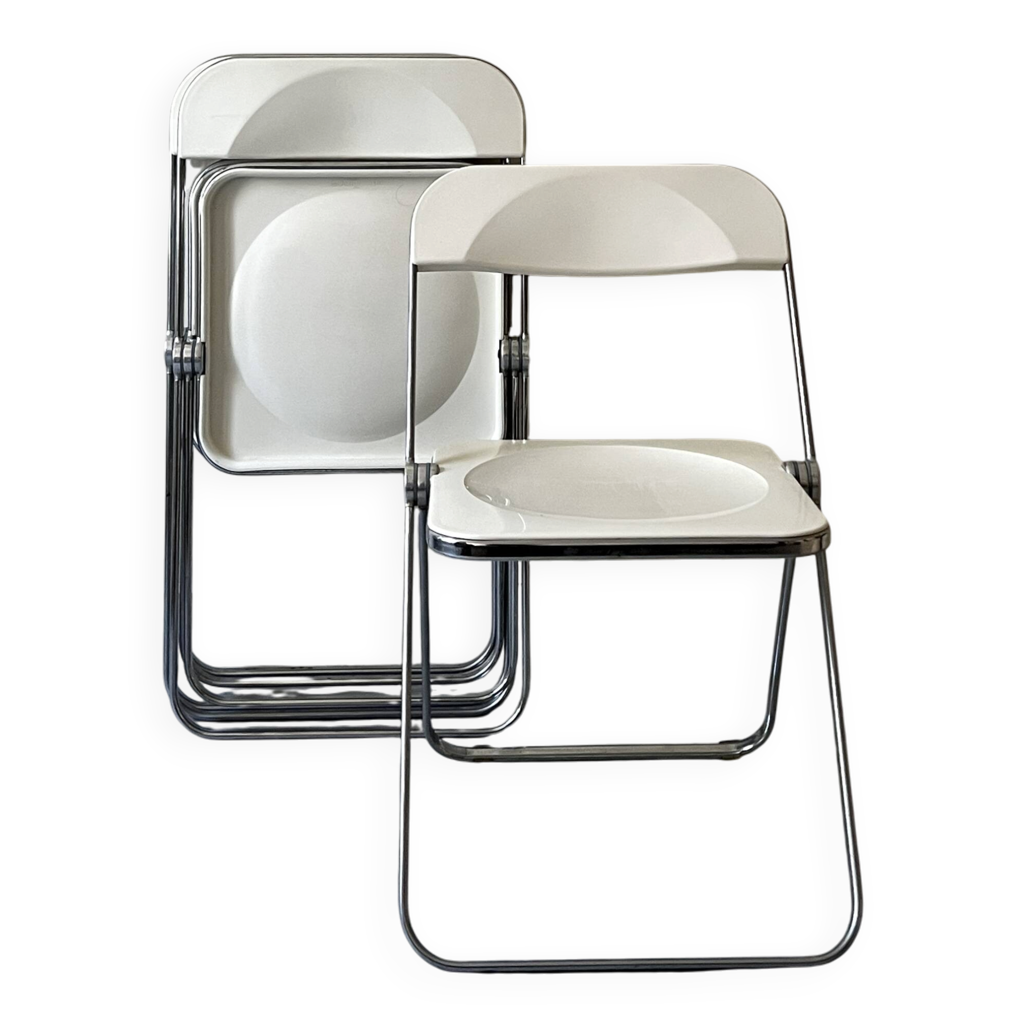 4 folding chairs Plia by Giancarlo Piretti, Castelli edition, design 1970