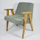Fauteuil 366,  J. Chierowski, bois de chêne, vert