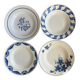 Assiettes creuses dépareillées bleues