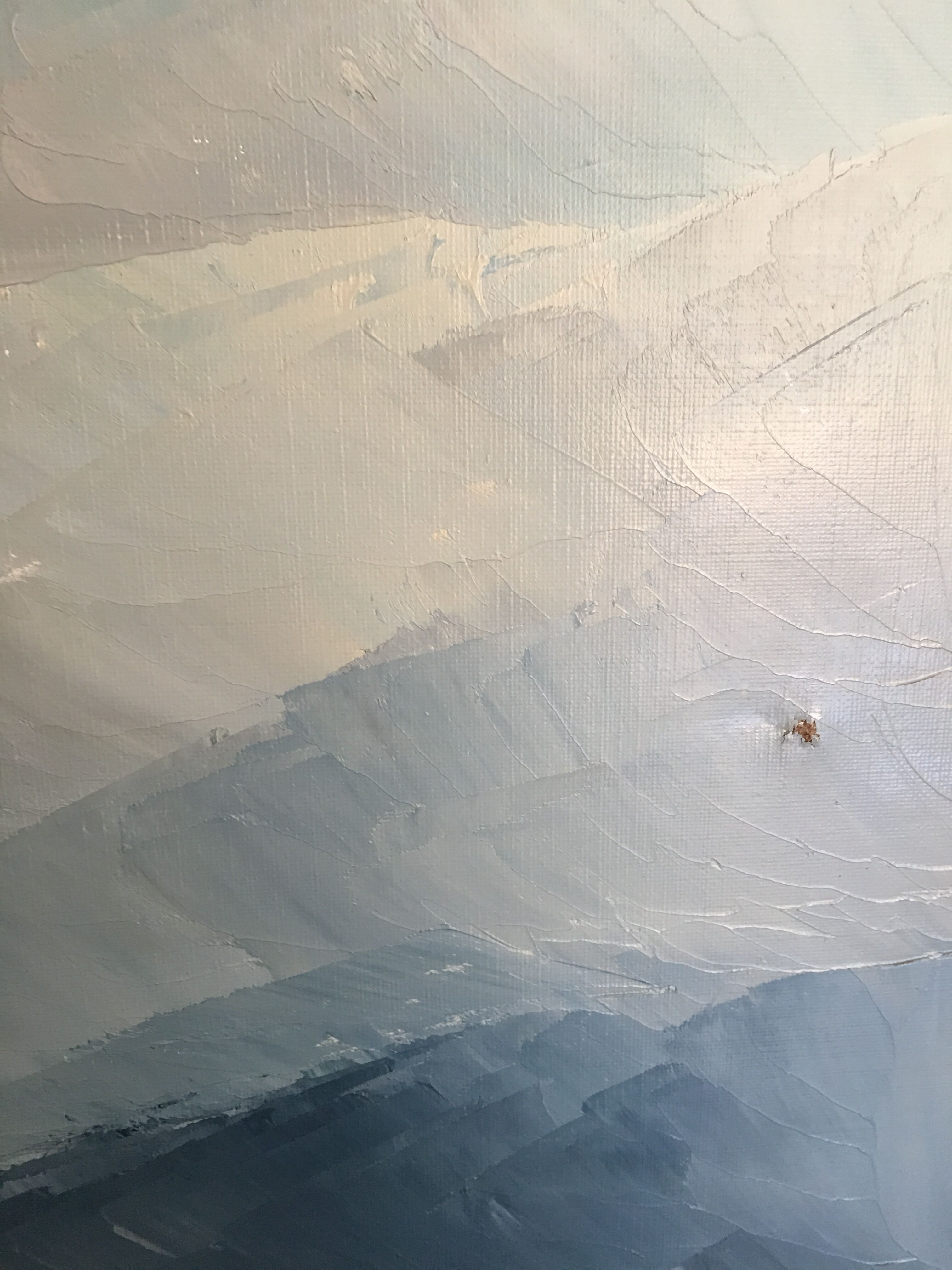 Vintage screen wood and oil painting
