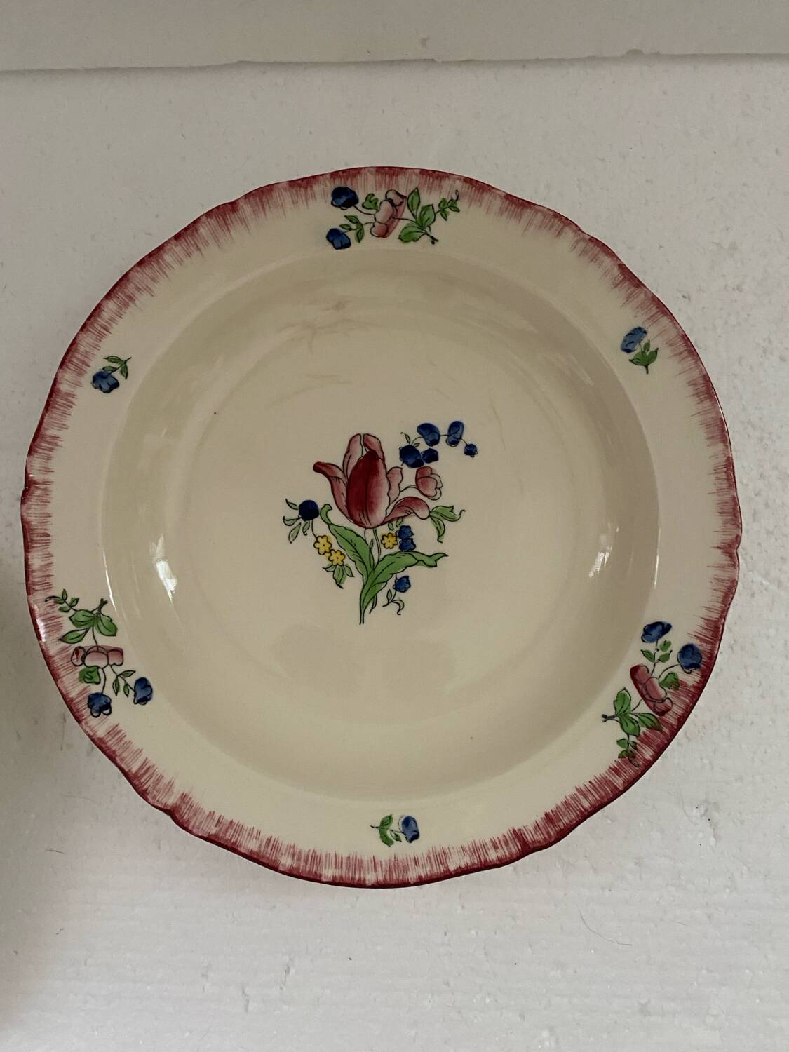 Set of 2 large vintage GIEN hand-painted dishes