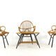Set of 3 rattan chairs + coffee table - mid century dutch design