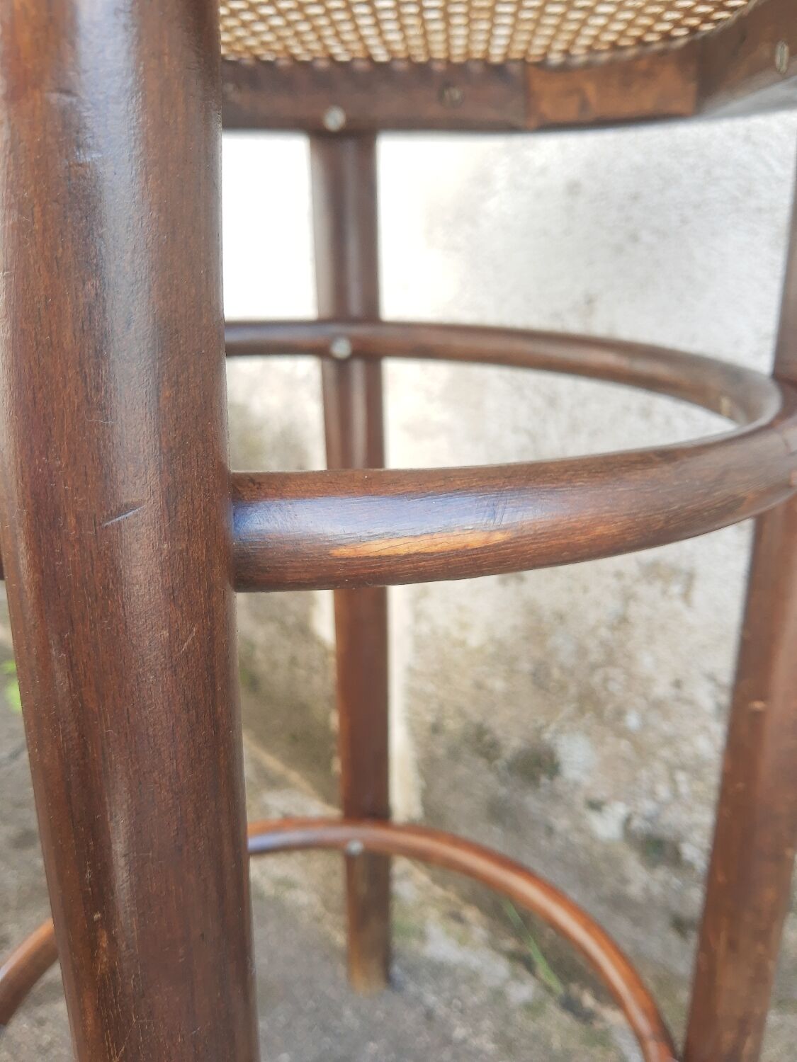 Wooden stool and vintage canning