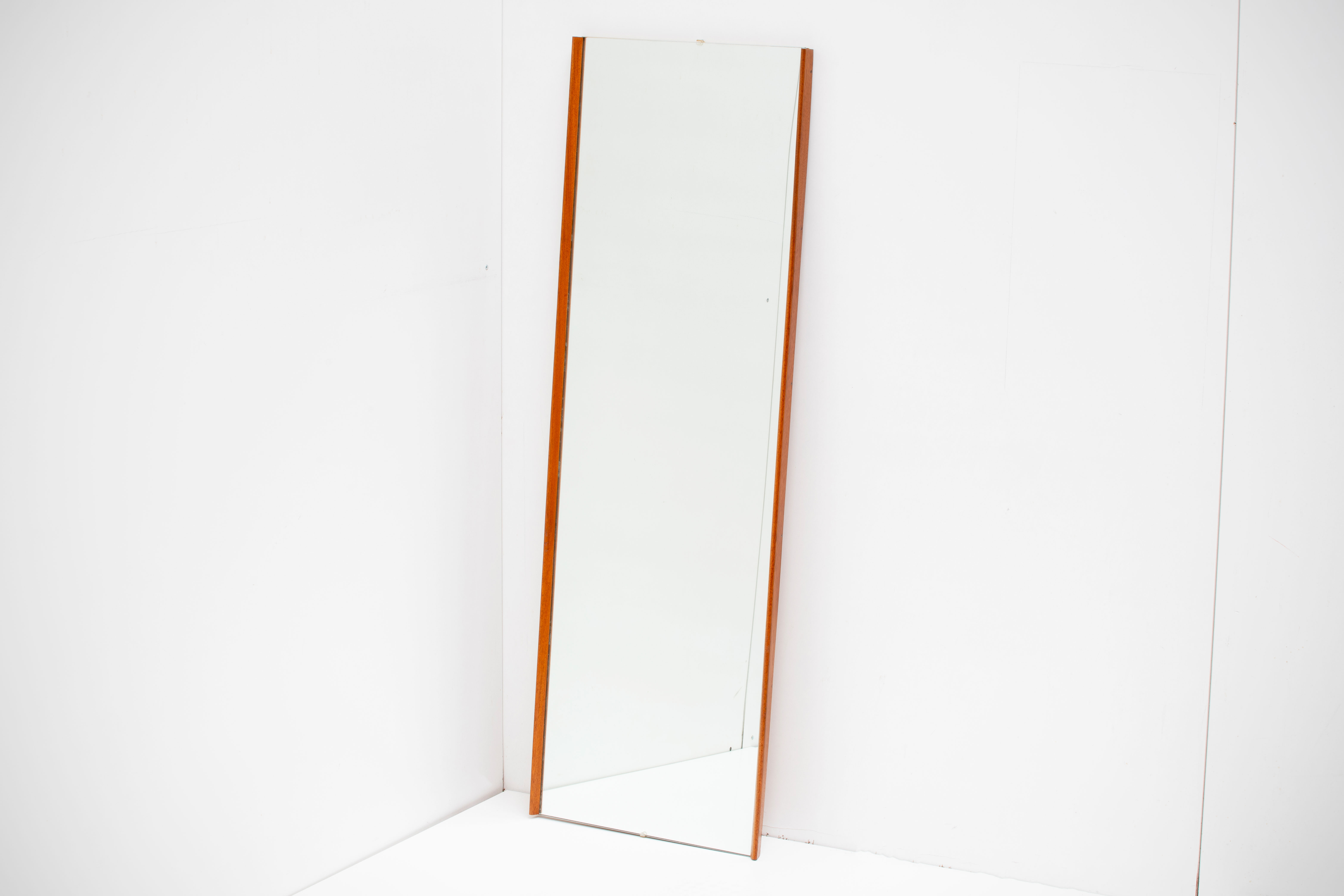 Scandinavian vintage rectangular teak mirror, 1960.