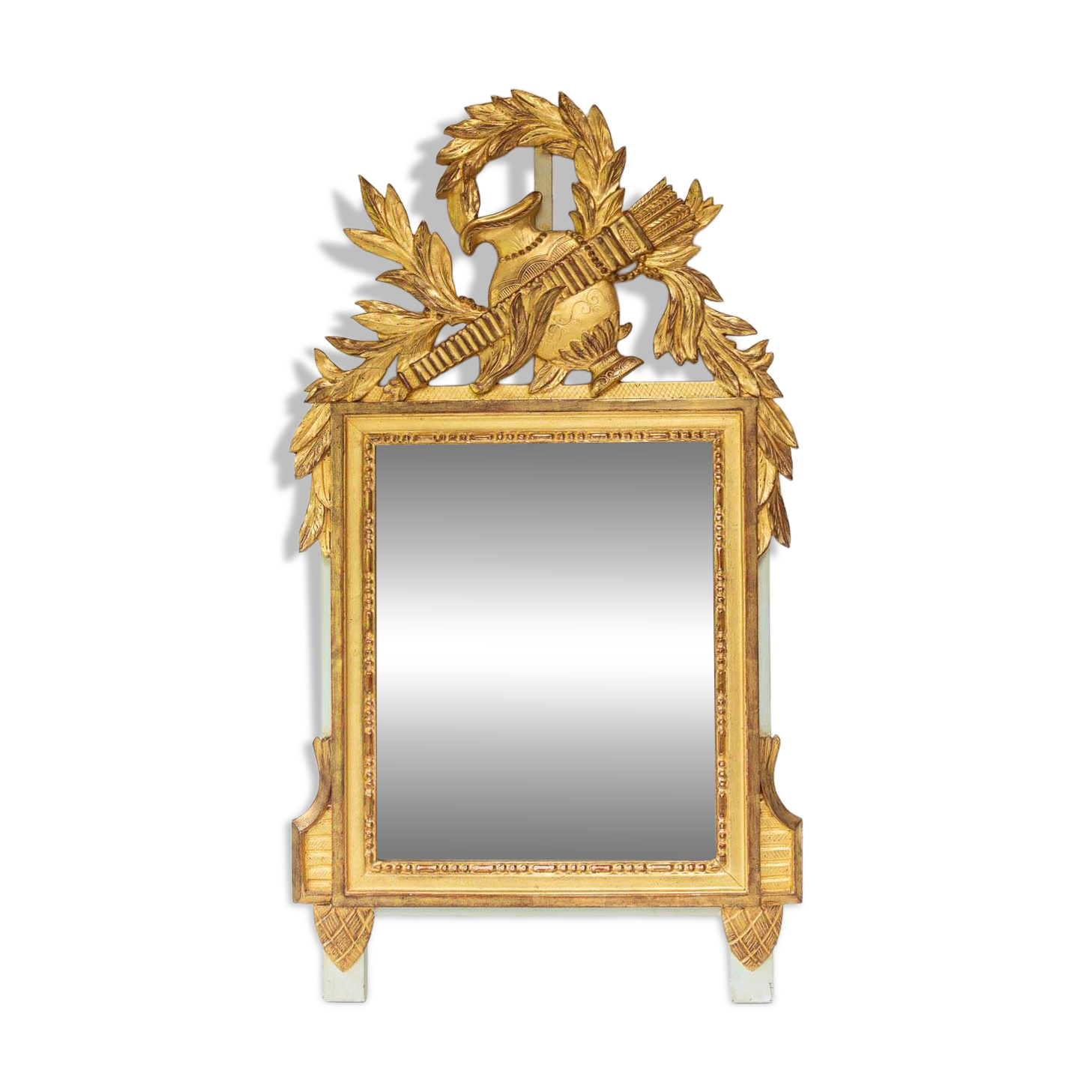 French gold mirror with a Louis XVI style pediment c. 1940/50 (95*54 cm)