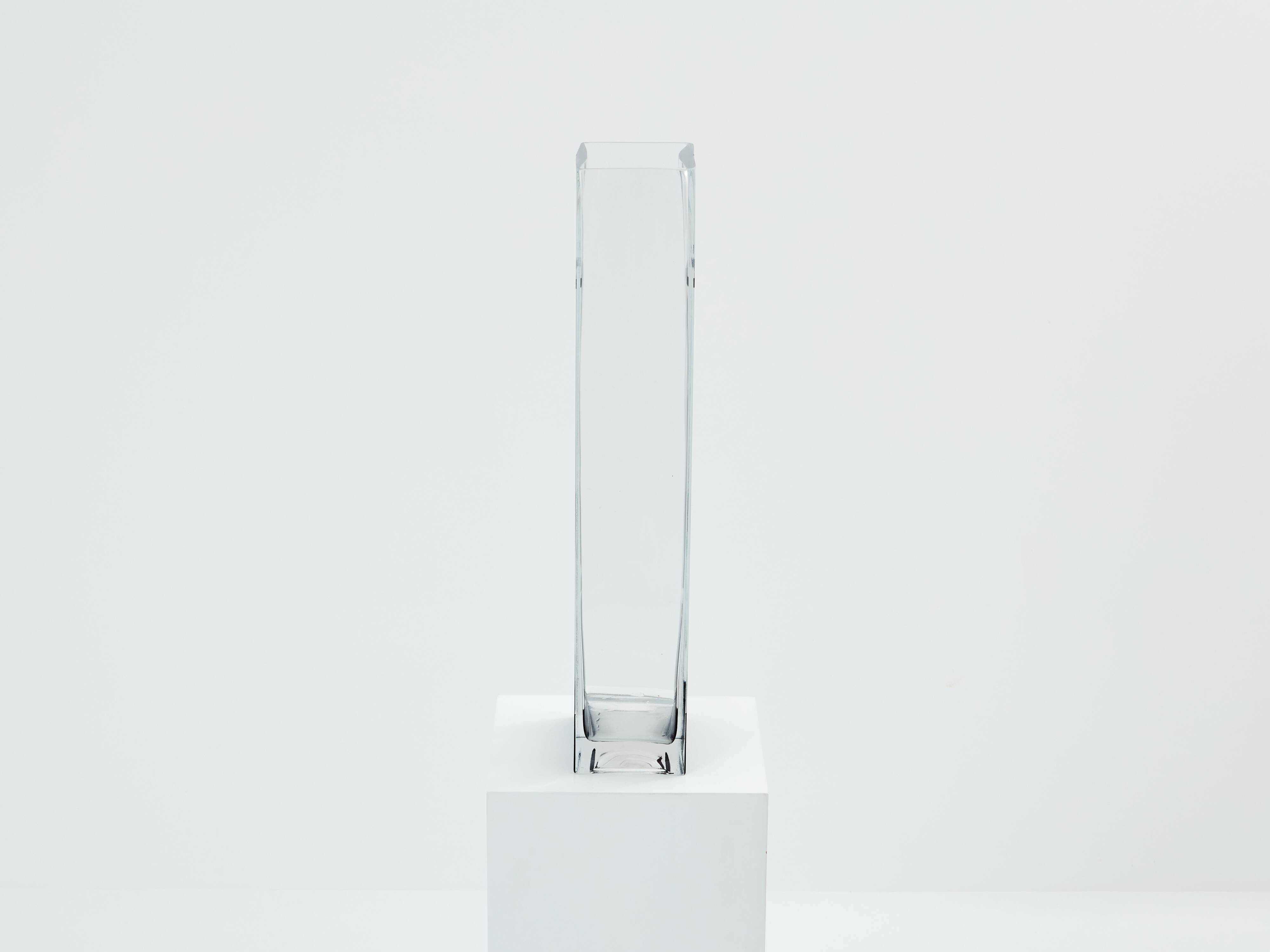 Large Art Deco vase in black frosted glass signed Anatole Riecke 1932