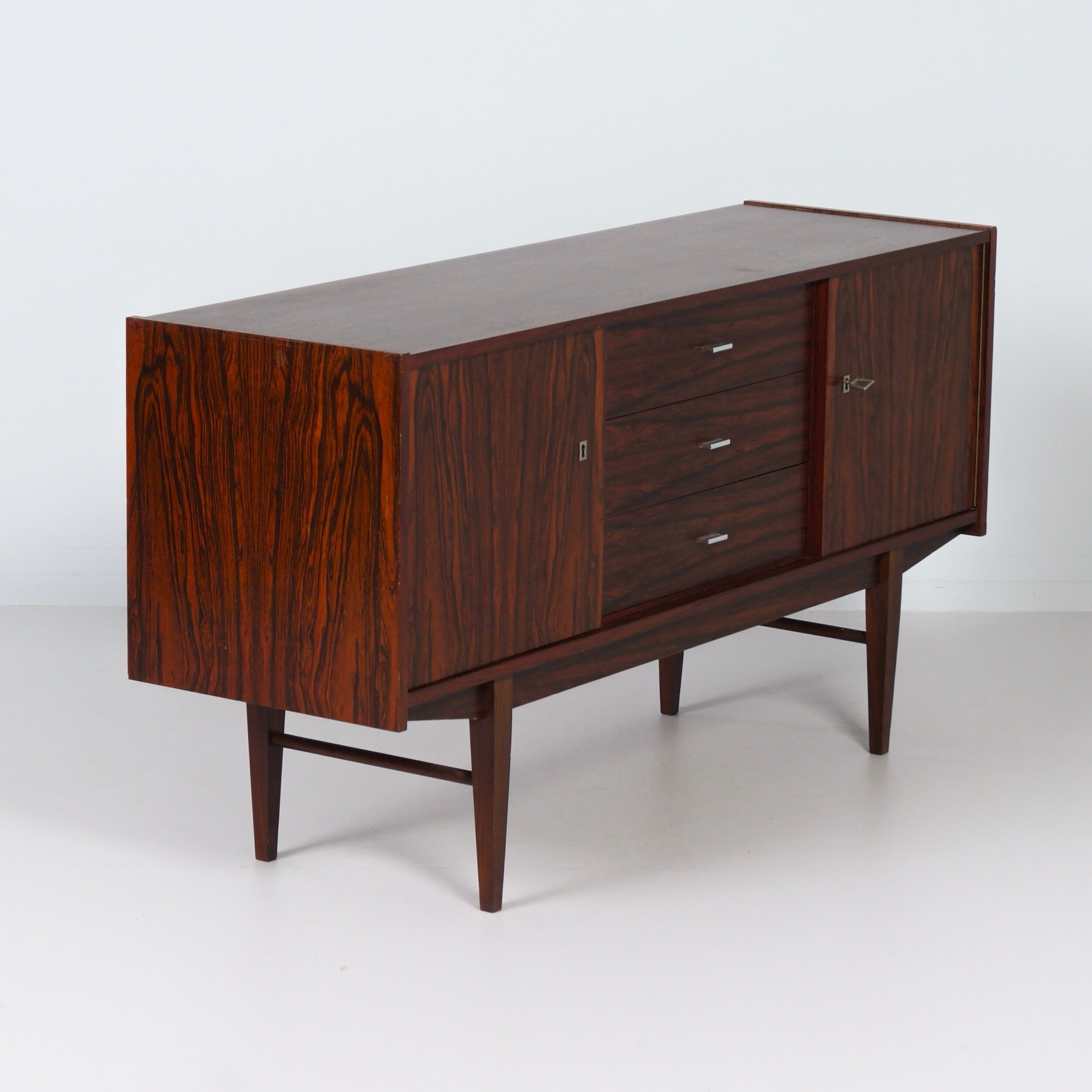 Rosewood sideboard with 3 drawers and 2 cabinets, Denmark, 1960s