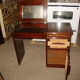 Dressing table in mahogany and straw, made in Mexico in 1959
