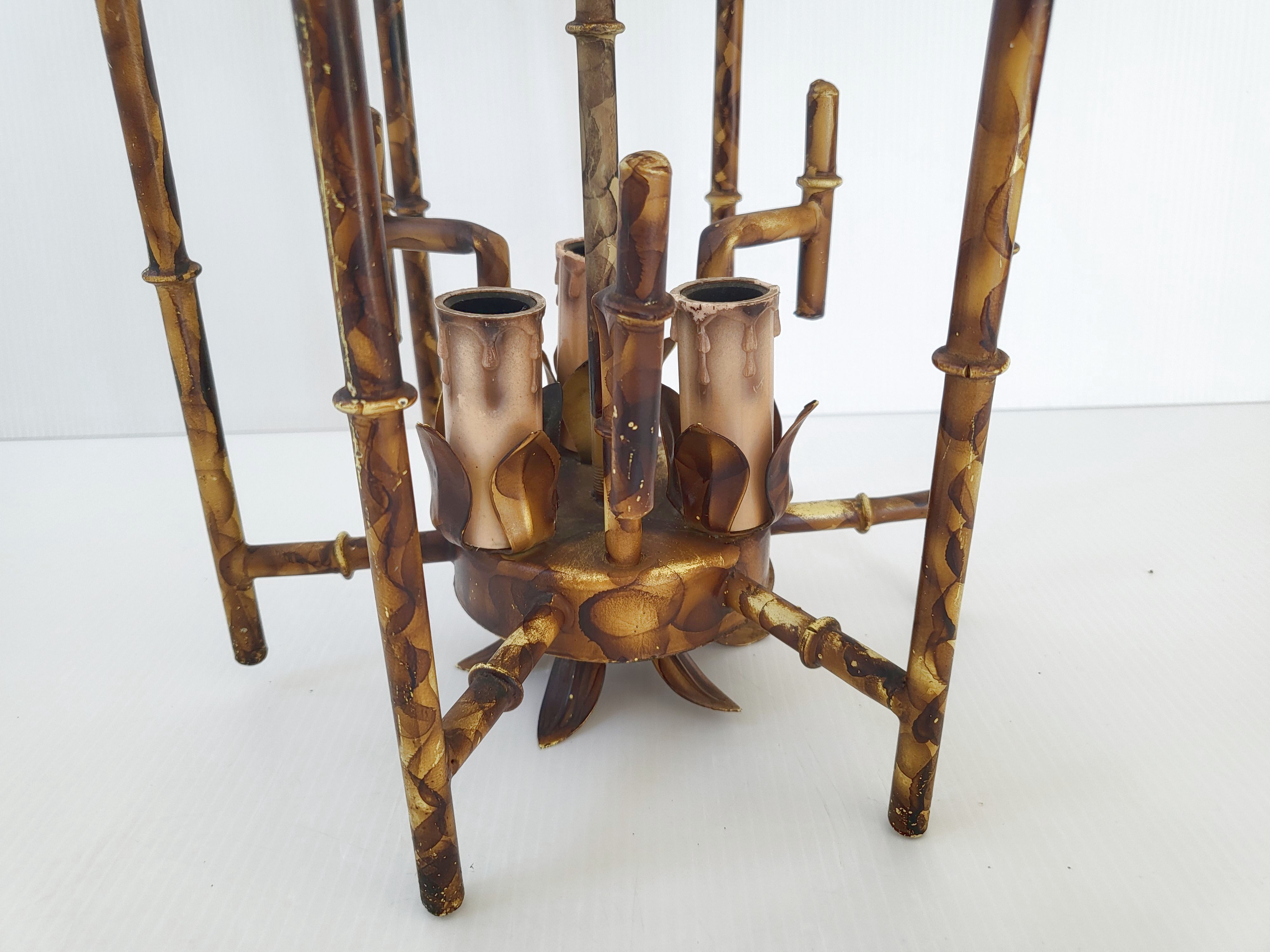 Suspension vintage 1970 pagode faux bambou