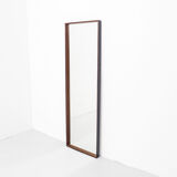 Large vintage mirror with teak and metal frame, 1960's 37x114cm