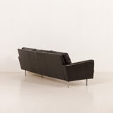 Herman Miller attr. to black leather mid century sofa