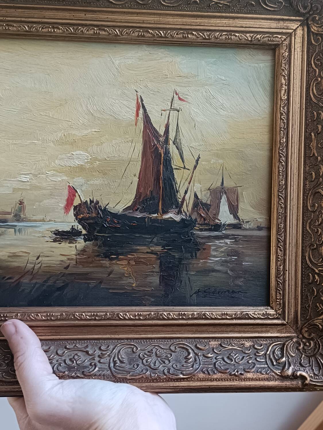 Tableau ancien, marine signée, fin XIXEME