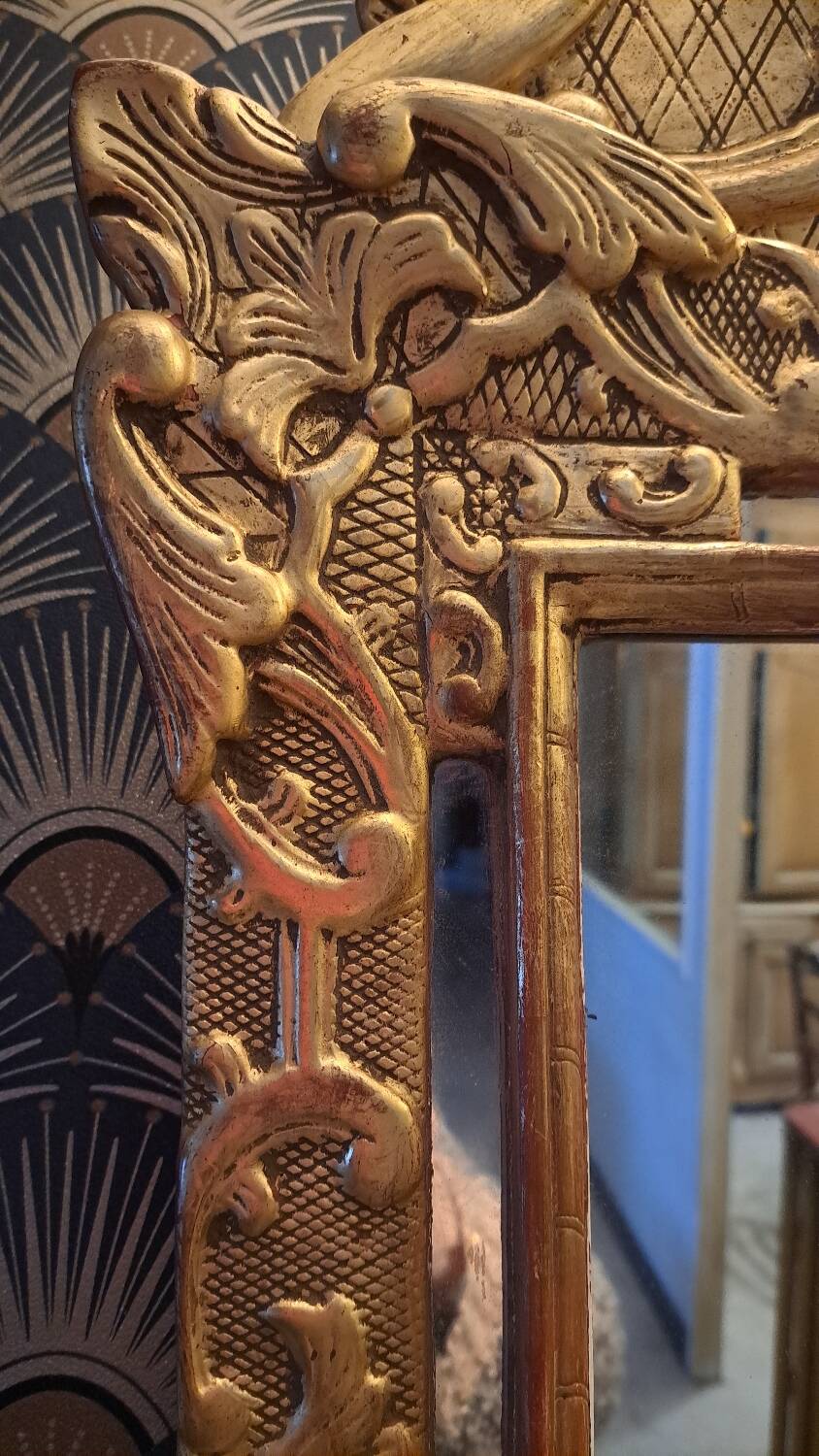 Golden mirror with pareclises from Baucaire