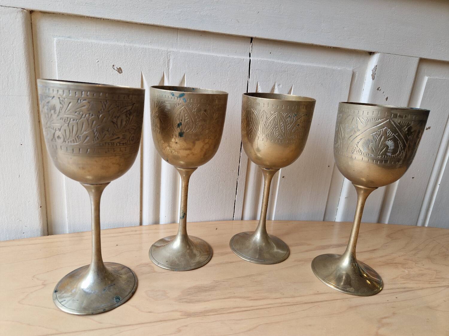Lot De 4 Calisse Verre En Laiton