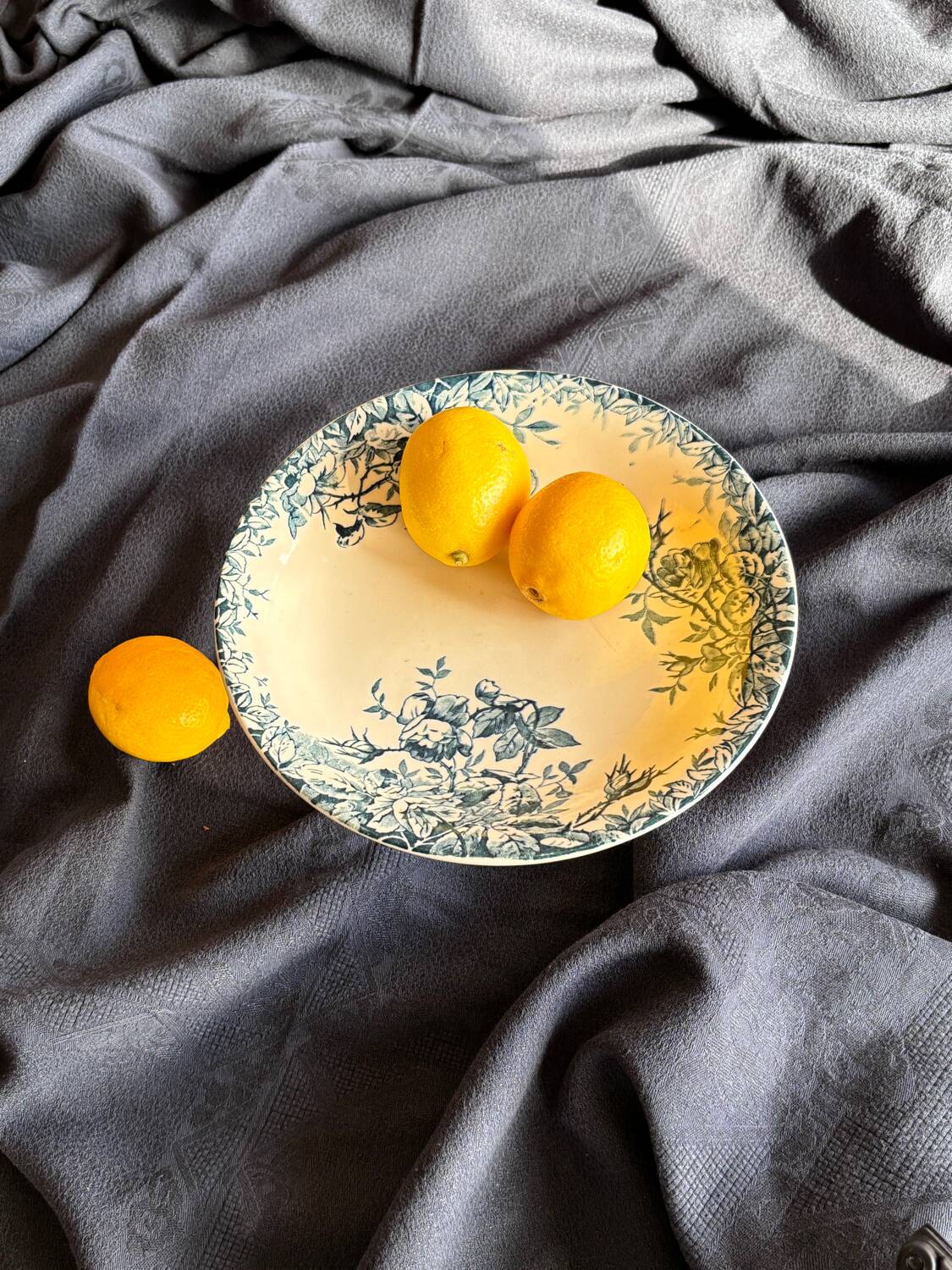 Gien iron clay compote bowl, “Floreal” model
