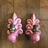 Pair of earthenware palmette wall lamps, 1950s