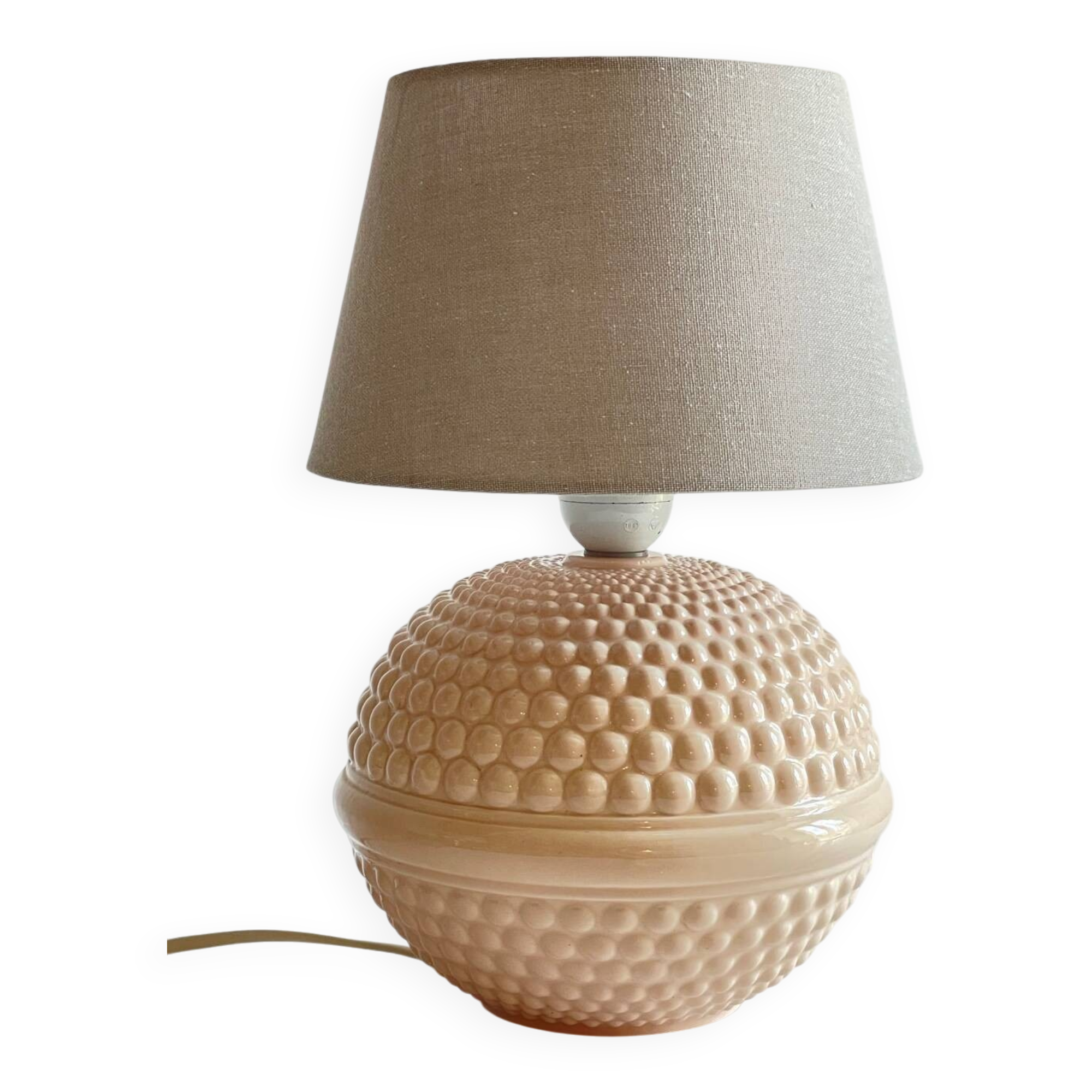 Pale pink ceramic lamp from the 90s