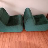 Pair of velvet low chairs circa 1970