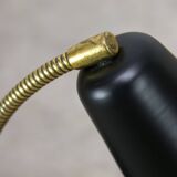 Mid-Century Italian Mini Gooseneck Table Lamp in Black and Brass