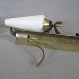 Pair of opaline tulip brass wall lamps