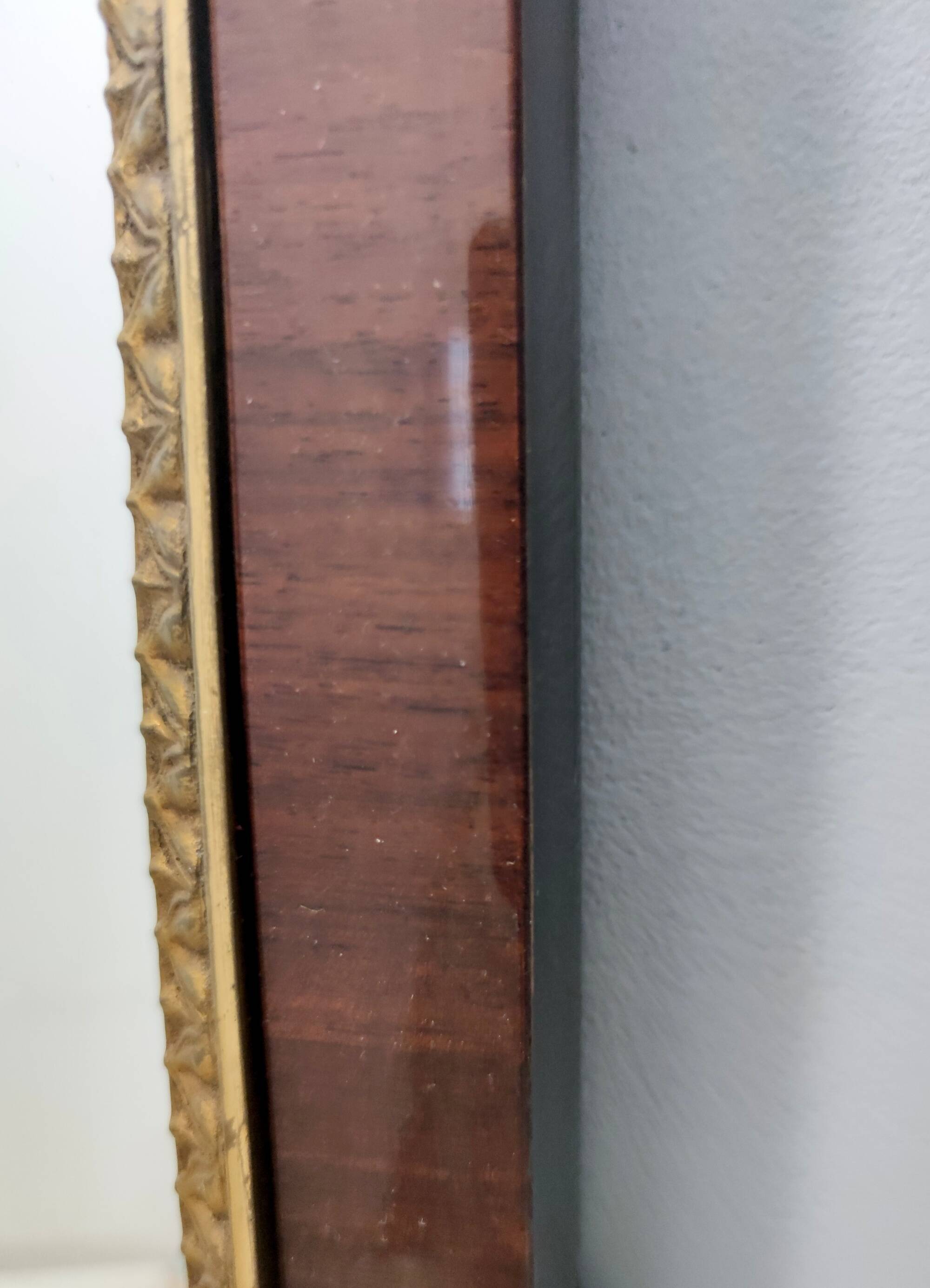 Wall Mirror with Ebonized Beech Frame and Cast Brass Details, Italy