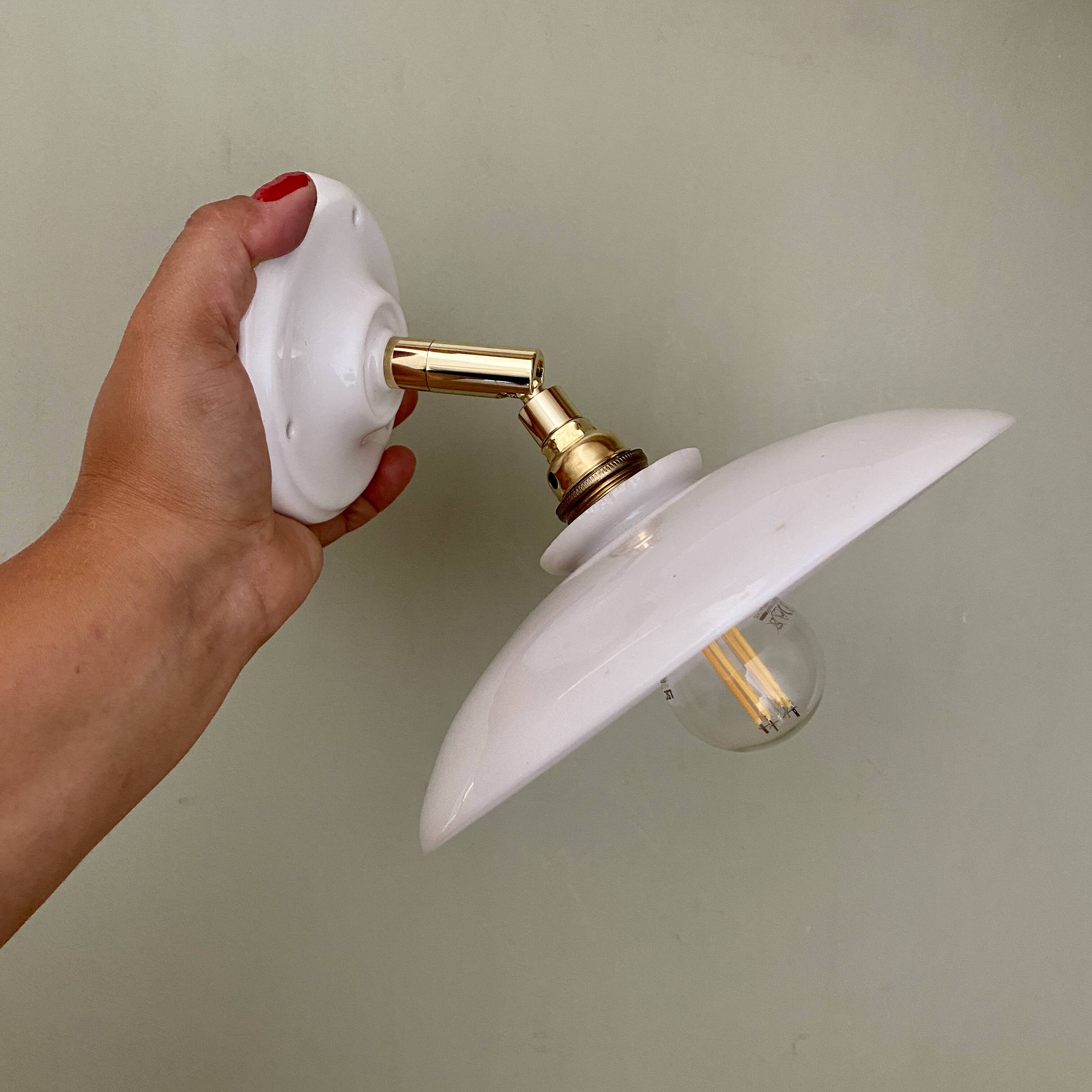 Vintage white opaline lampshade wall lamp