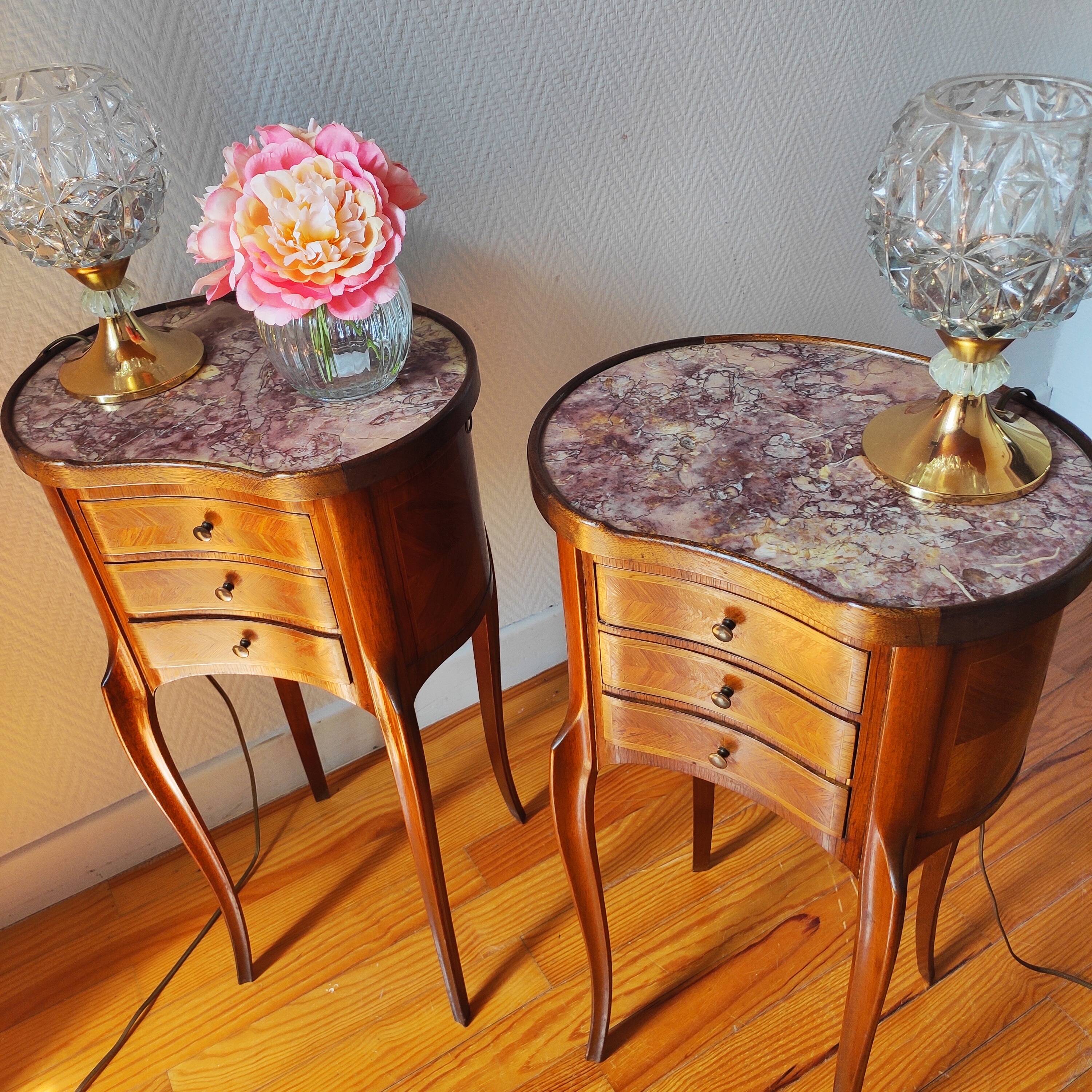 Pair of Louis XV style bedside tables