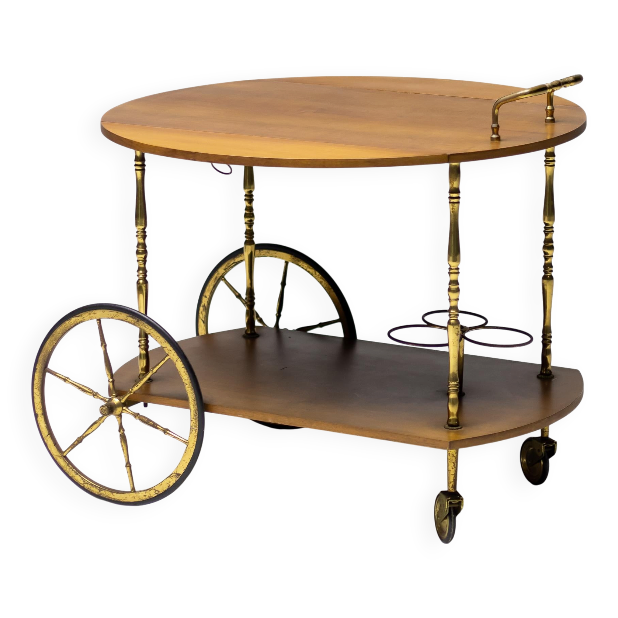 Brass and walnut bar cart by Cesare Lacca