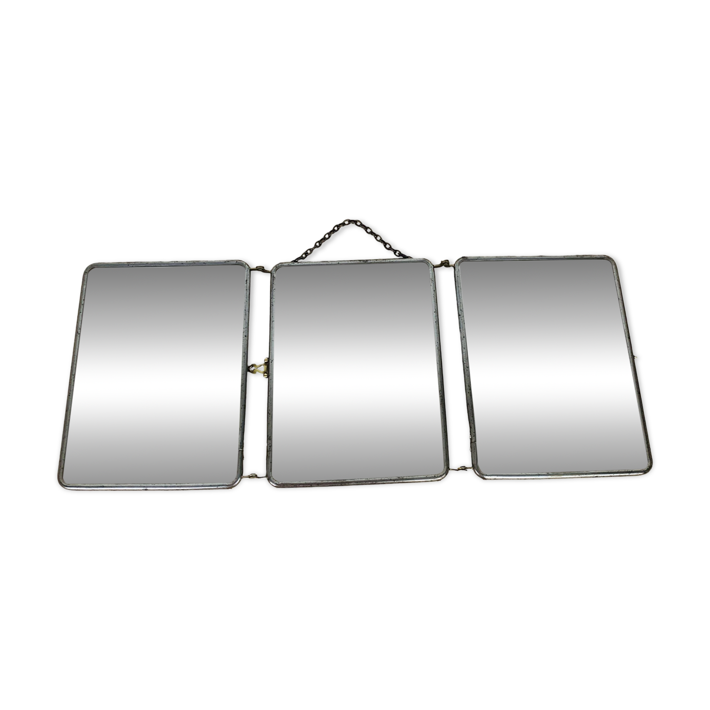 Vintage bevelled glass barber triptych mirror