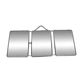 Triptych barber mirror, beveled glass, vintage