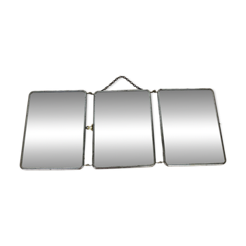 Miroir triptyque de barbier verre biseauté, vintage