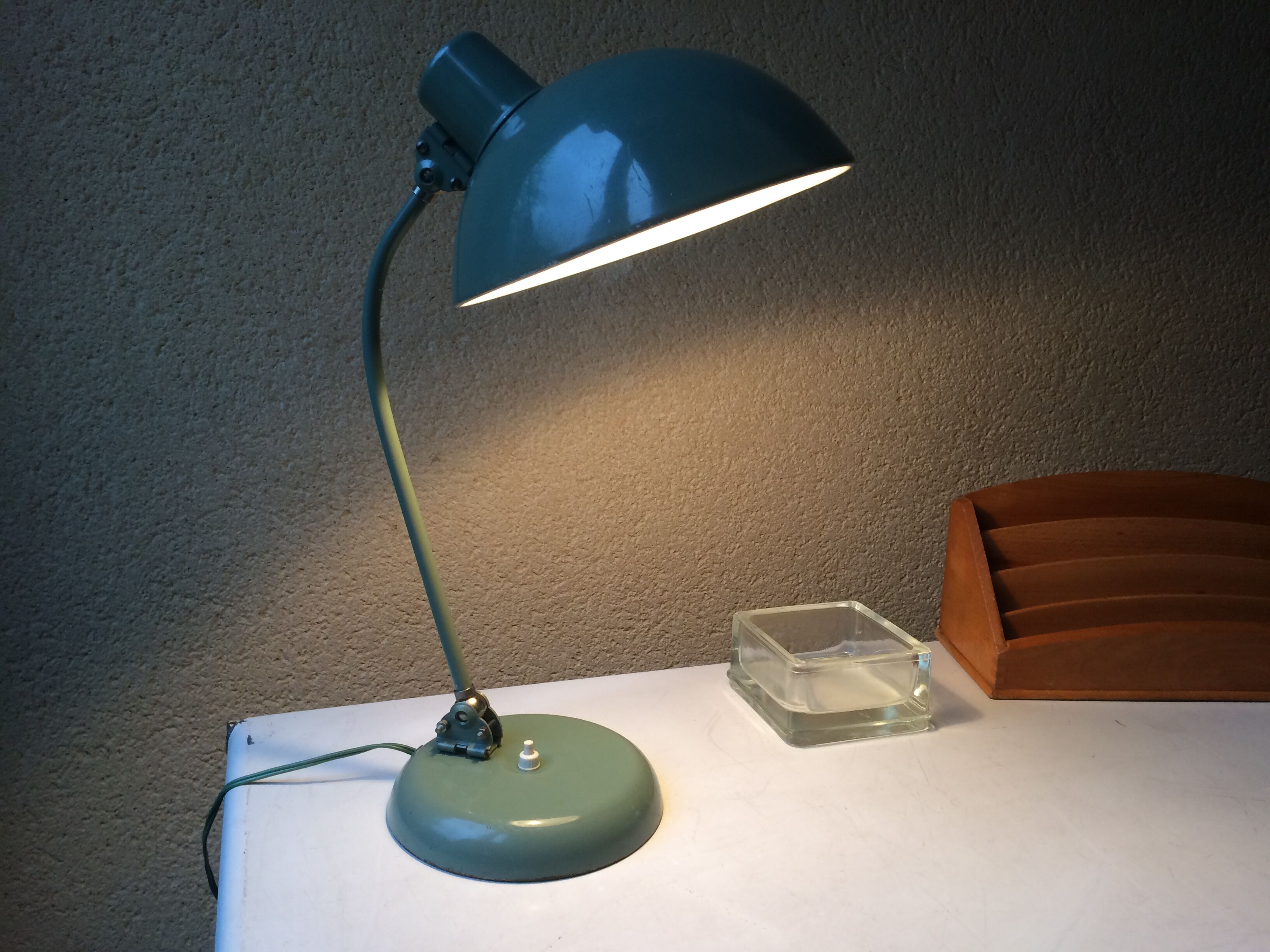 Lampe de bureau atelier industriel manufrance vintage vert