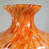 Orange multicolored glass vase, 70s
