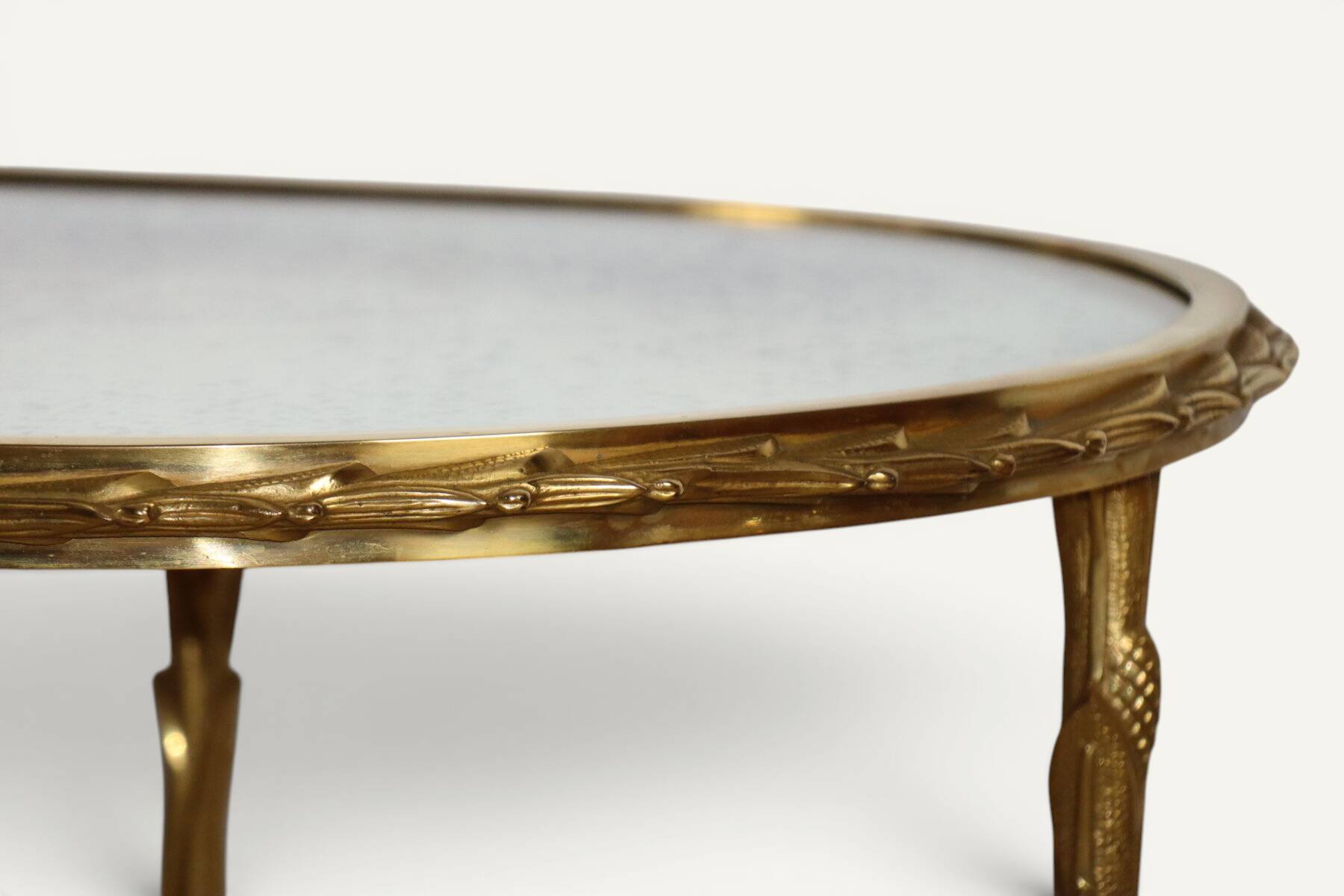 Maison Baguès coffee table in gilded bronze and aged mirror – 1950s