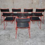 Set of 8 stackable chairs 'Scoubidou' vintage