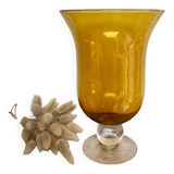 Amber bubble glass vase