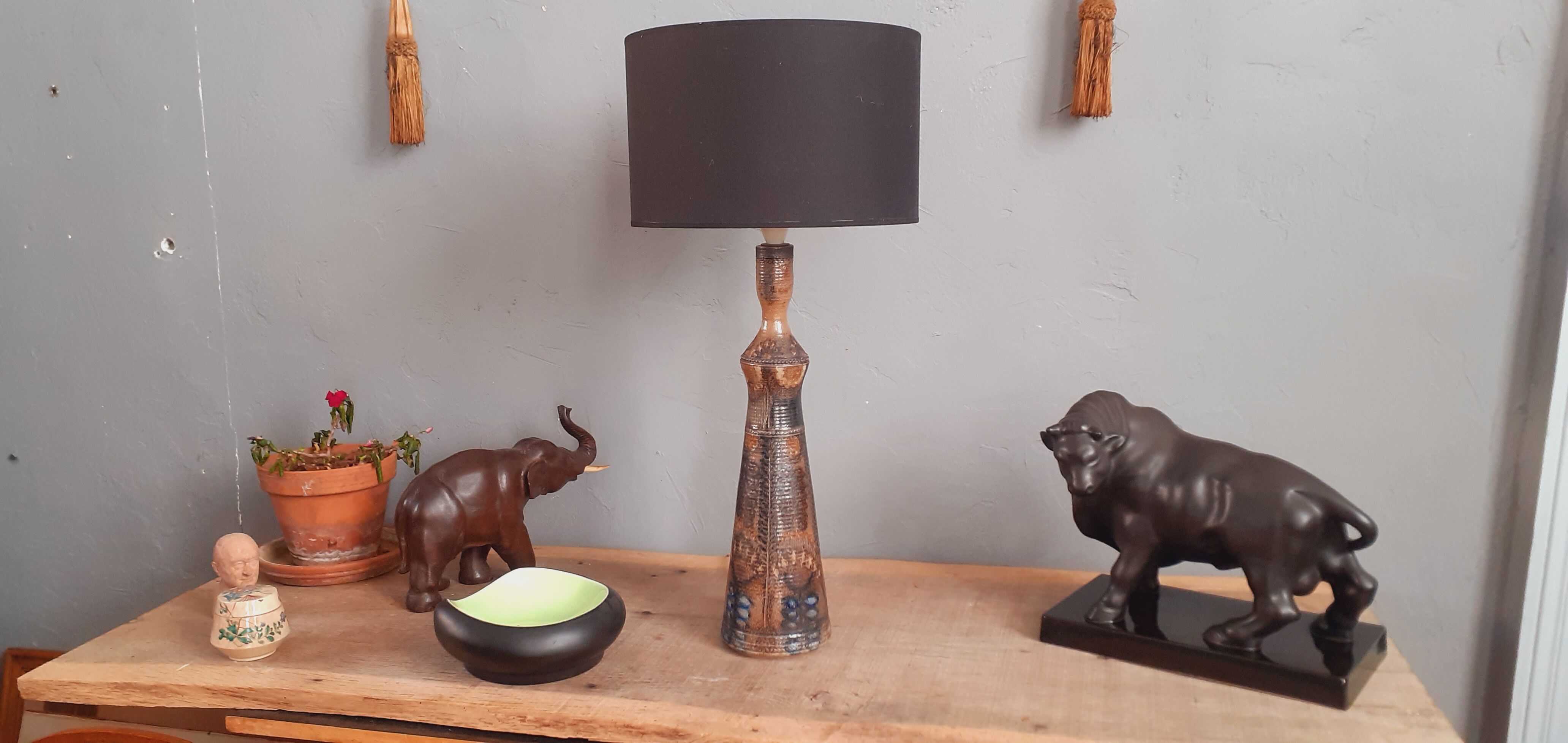 Pied de lampe en grès année 60 signé Jean Claude Courjault  Kéraluc Quimper.