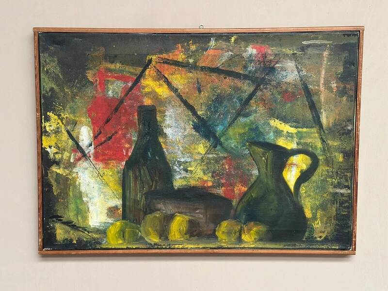 Original Swedish oil on canvas “Still Life” by Pierre Mas, vintage & framed 67x47cm