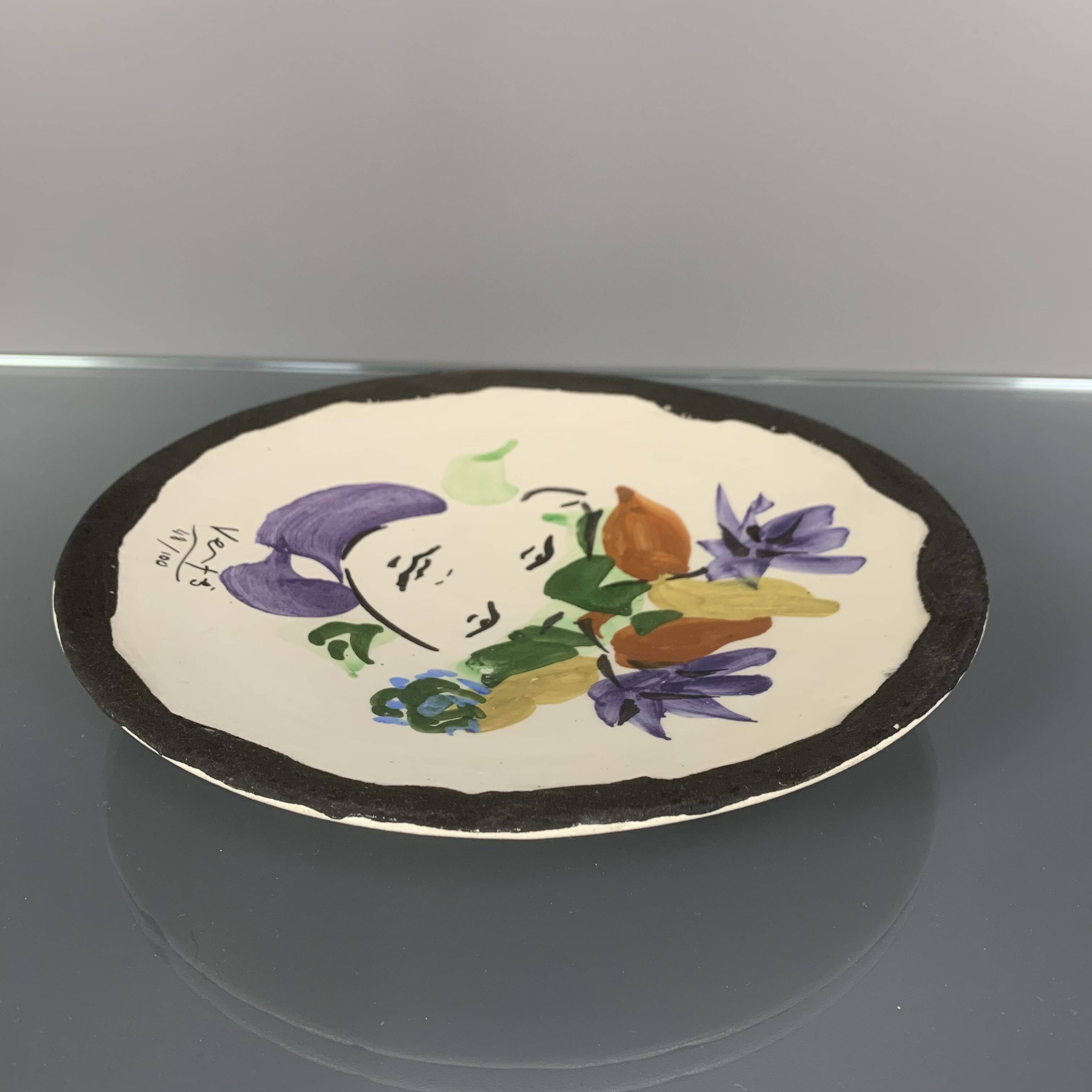 Marcel Vertes Pottery Plate Cup edition Atelier Tapis Vert Vallauris 1950