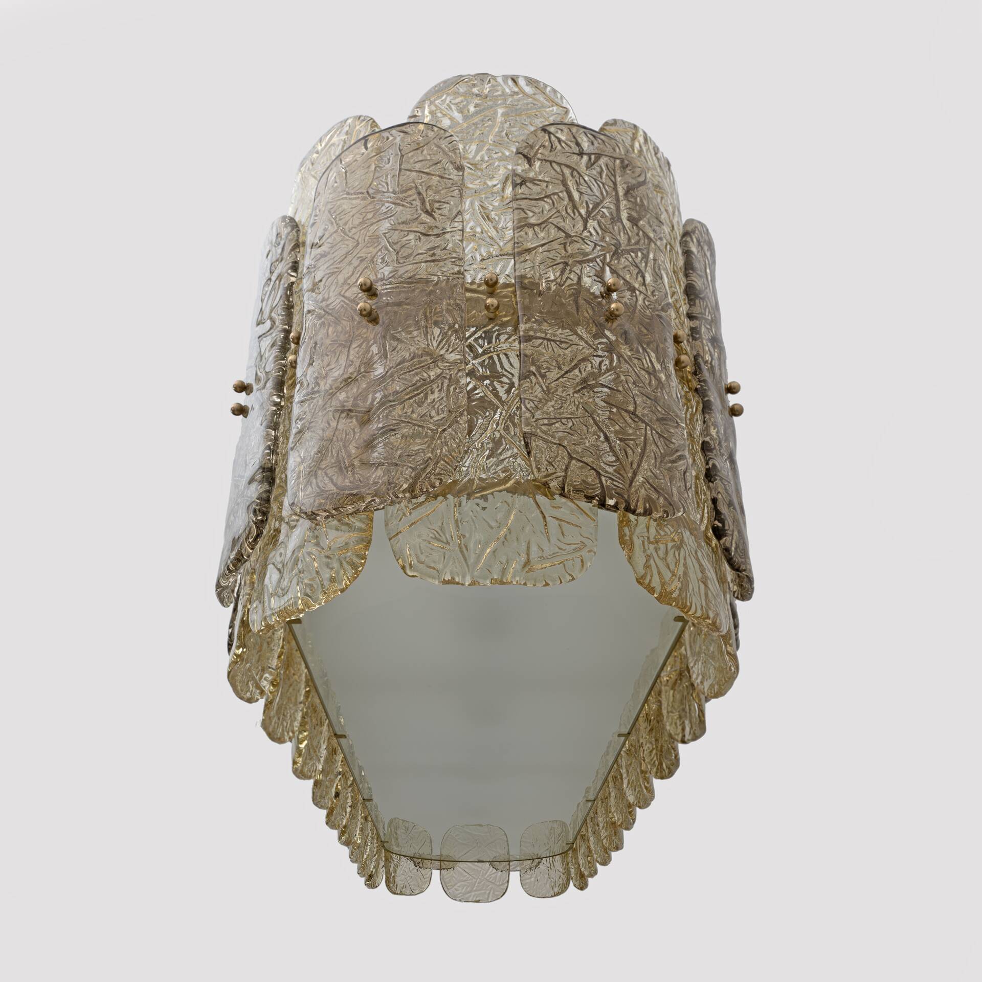 Mid-century Modern Stiyle Italian Brass and Murano Glass Chandelier