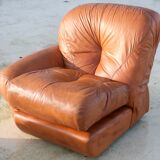 Canapé modulable en cuir "fauve", Italie, circa 1970