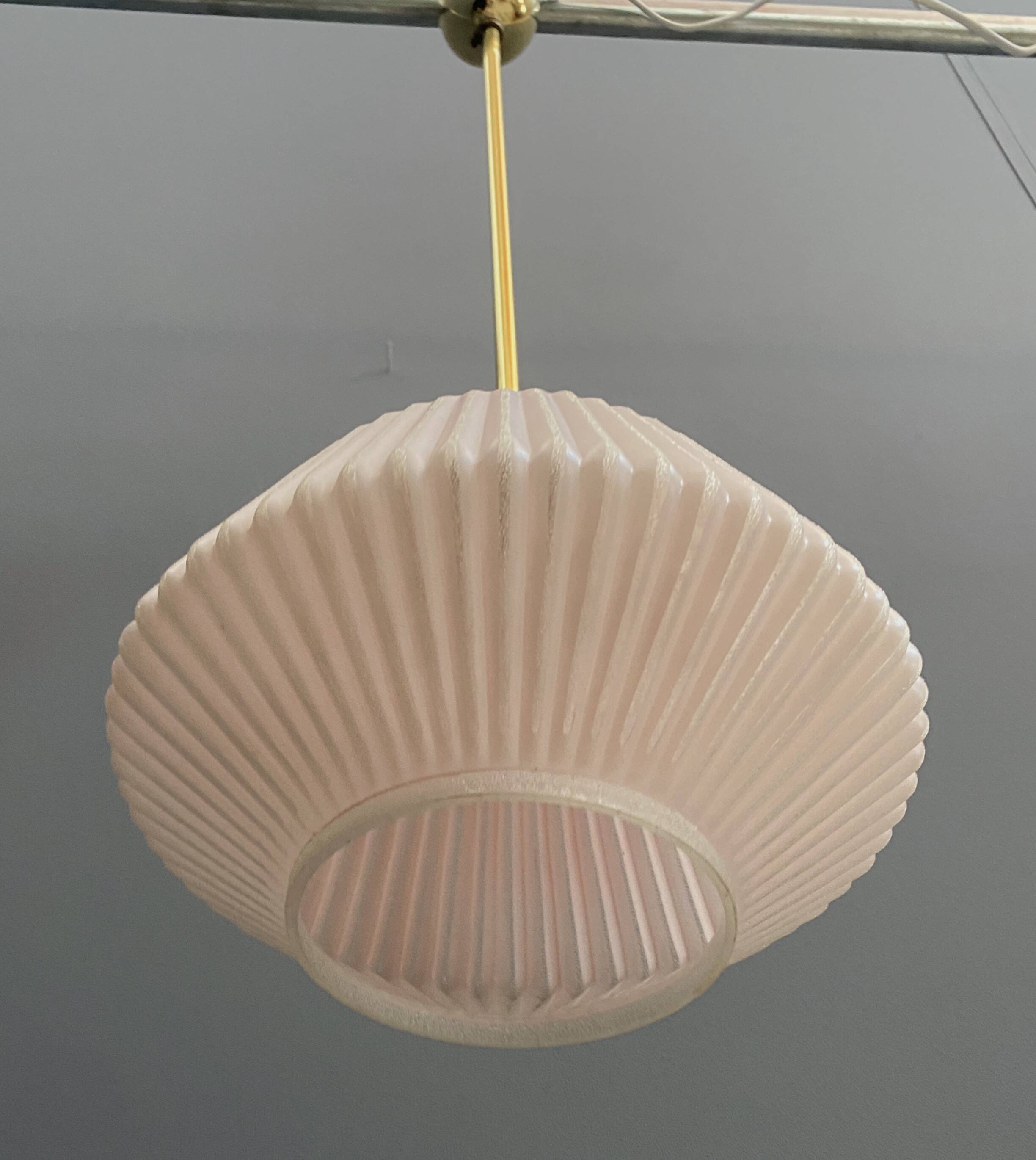 Pink glass pendant lamp 1960s