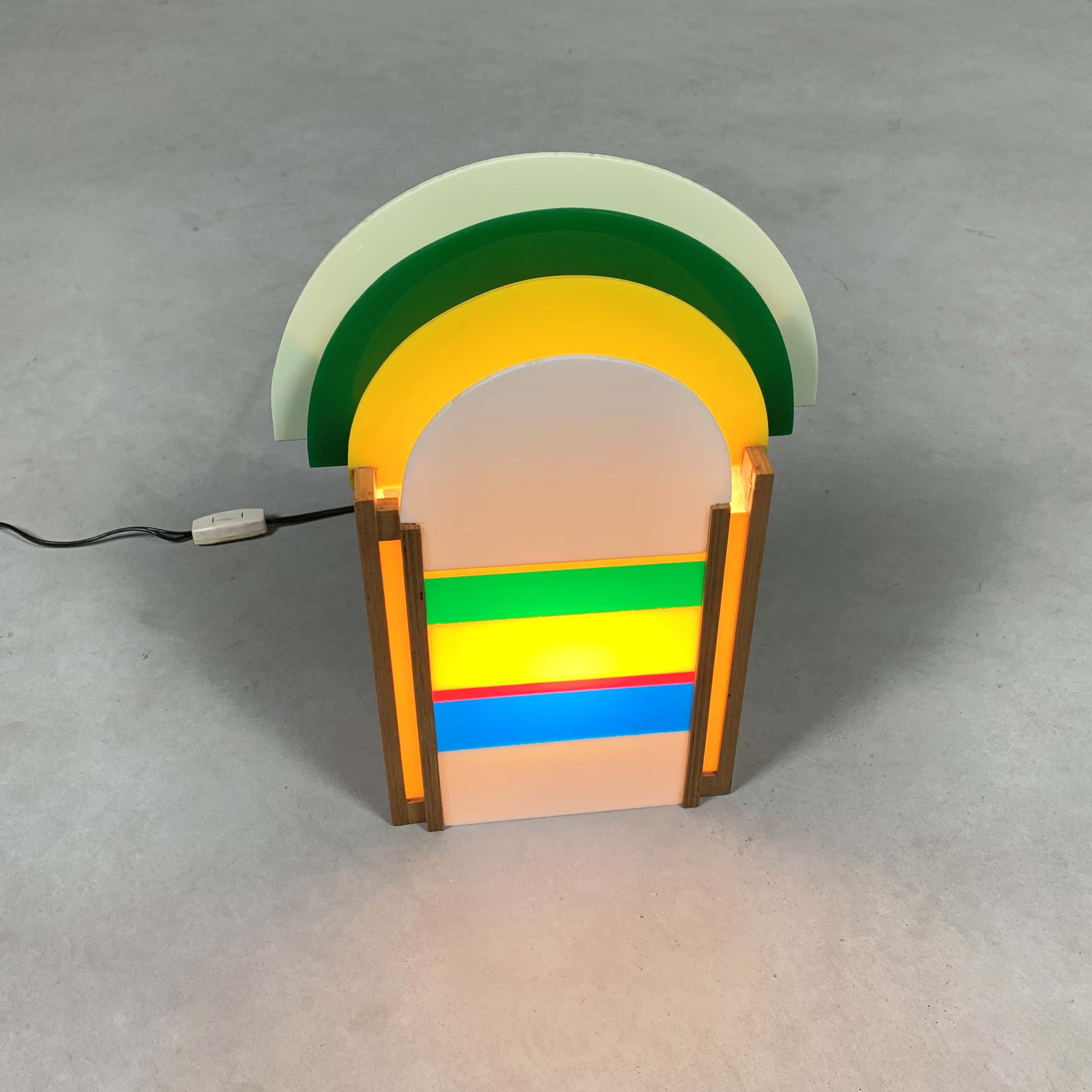 Wood and plastic retro lamp, 1970