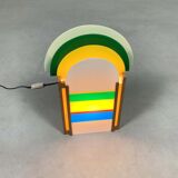 Lampe retro en bois et plastique, 1970