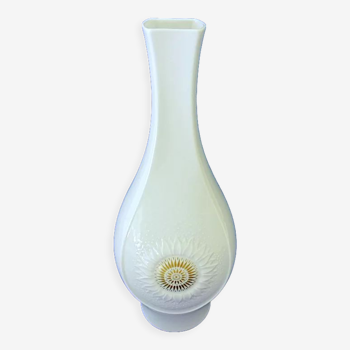 Soliflore vase in white porcelain with solar decoration
