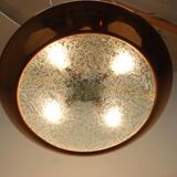 Copper UFO chandelier Bauhaus by Josef Hurka, 1930s