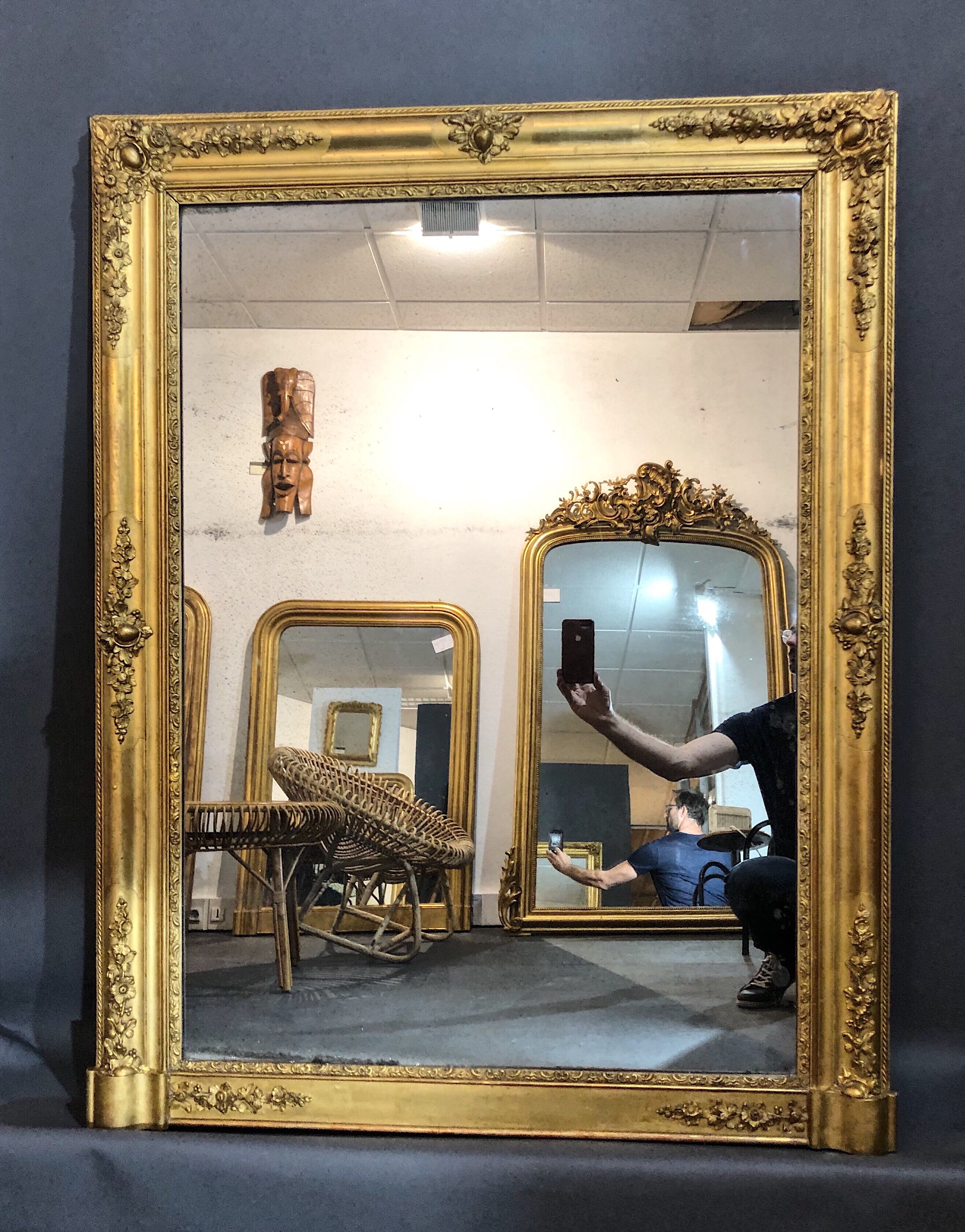 Mirror 125x97 cm beginning XIX gold leaf gilding