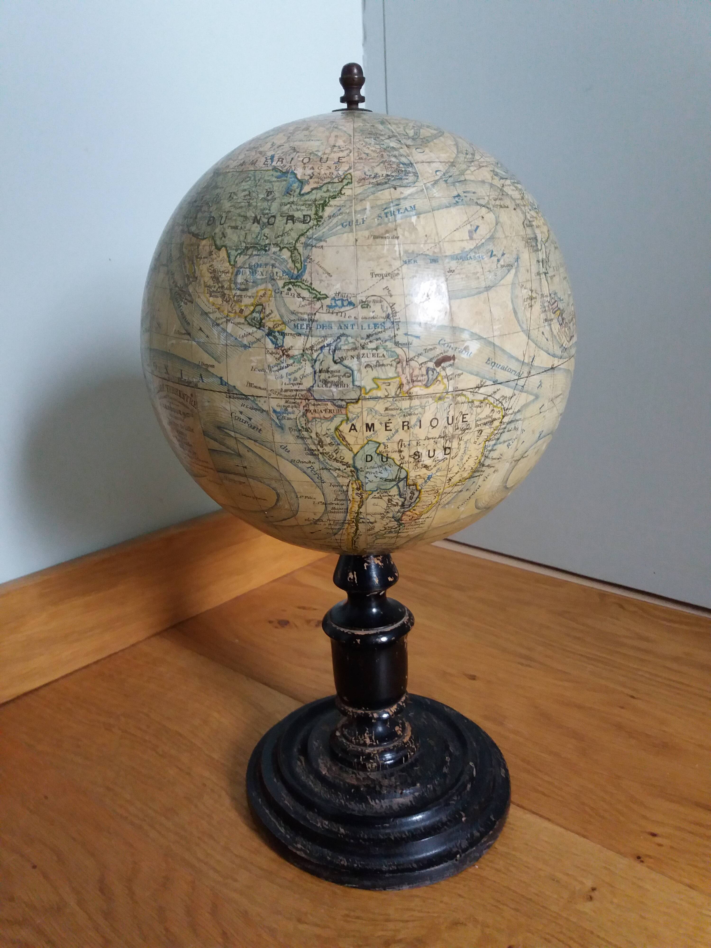 Lebegue 19th century Napoleon III world map globe
