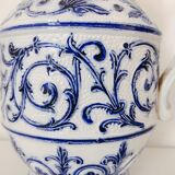 Blue and white pitcher